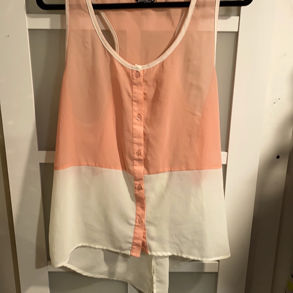 Sheer pink white blouse